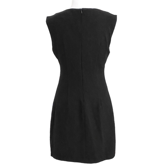 FINE ILLUSION WOOL BLEND BLACK GREEN COLORBLOCK SLEEVELESS SHIFT MINI DRESS S/M - Picture 3 of 12